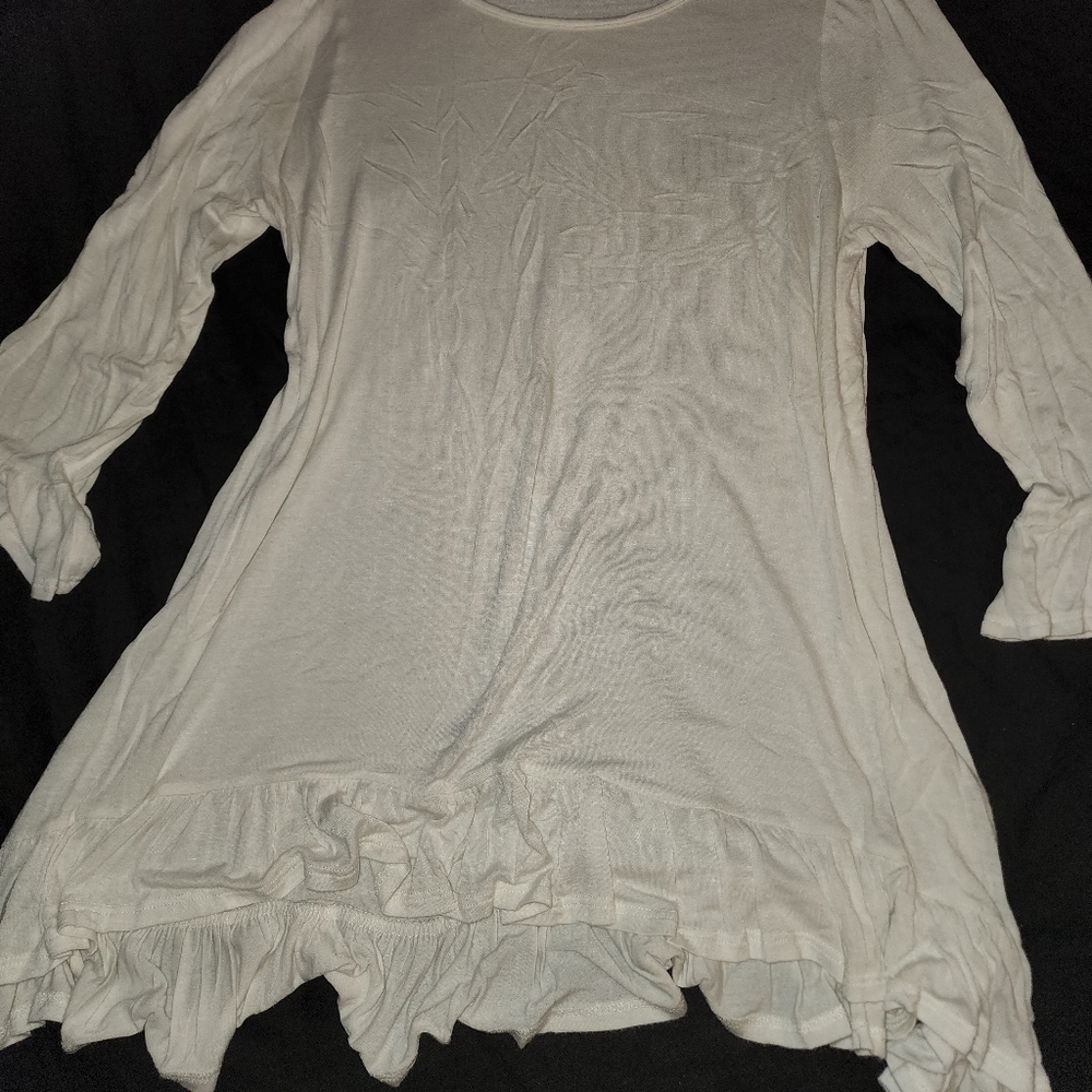 white tunic dress with ruffles xl